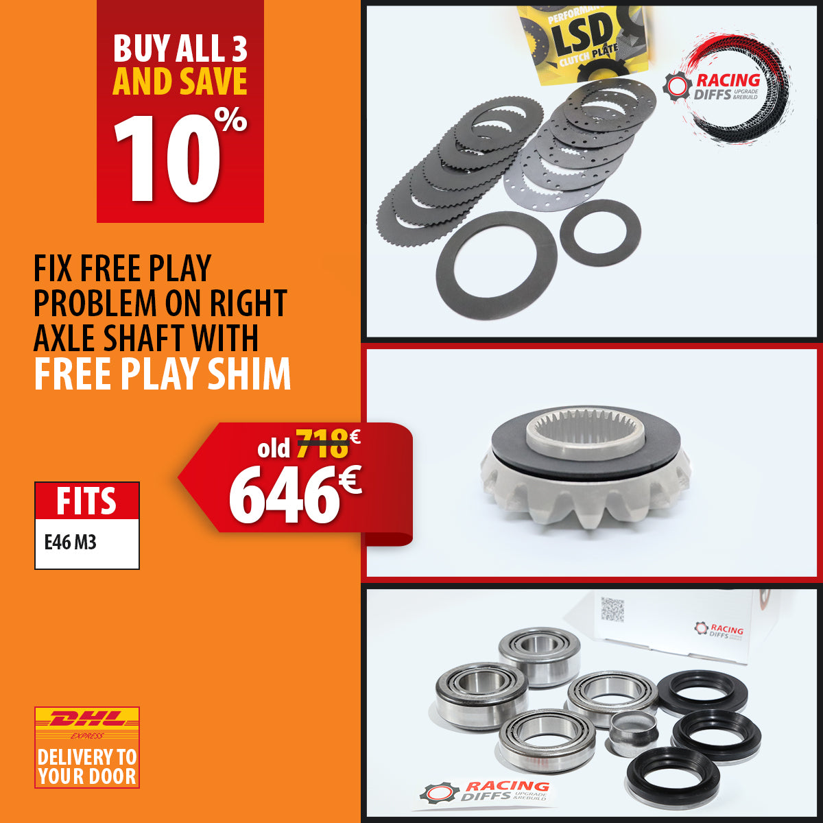 BMW M3, M5, M6, Z4M LSD Clutch pack + Free play delete