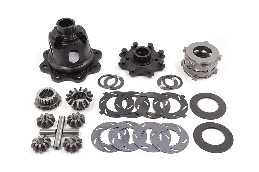 BMW 168mm small case LSD clutch type internal components including friction plates, pressure ramps and spider gears