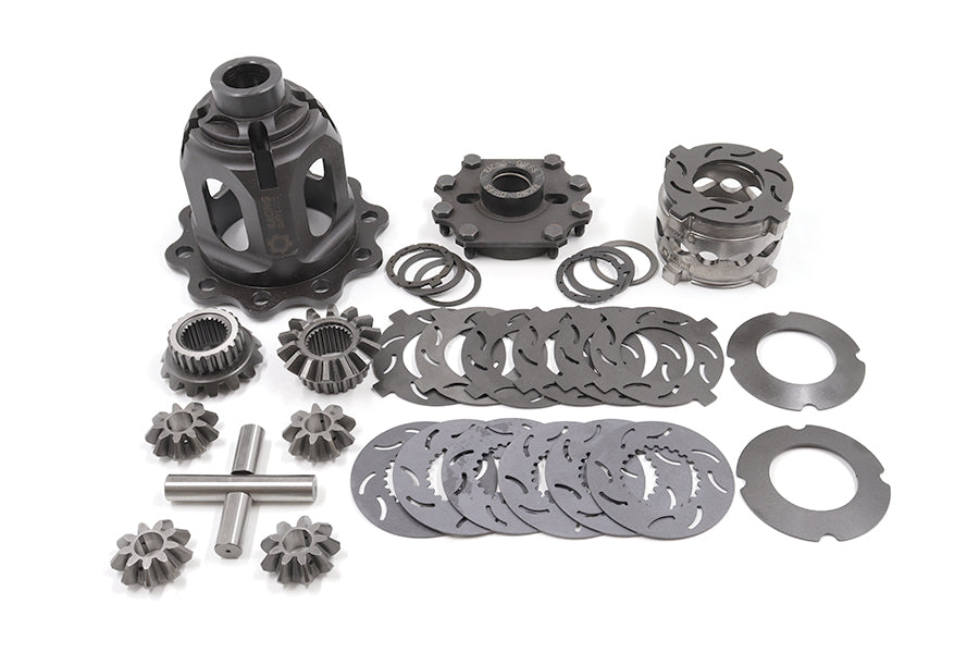 BMW 188mm medium case LSD clutch type internal components including friction plates, multi angle pressure ramps and spider gears