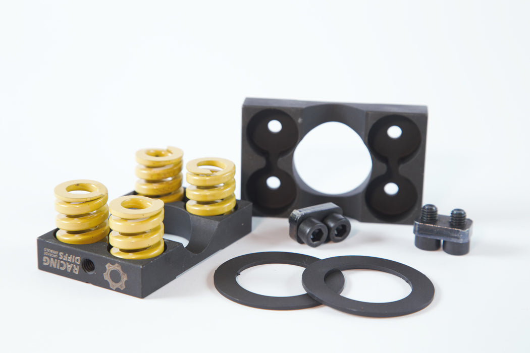 RacingDiffs Saab LSD conversion kit components including springs plates and friction discs for FM and F35 gearbox upgrade