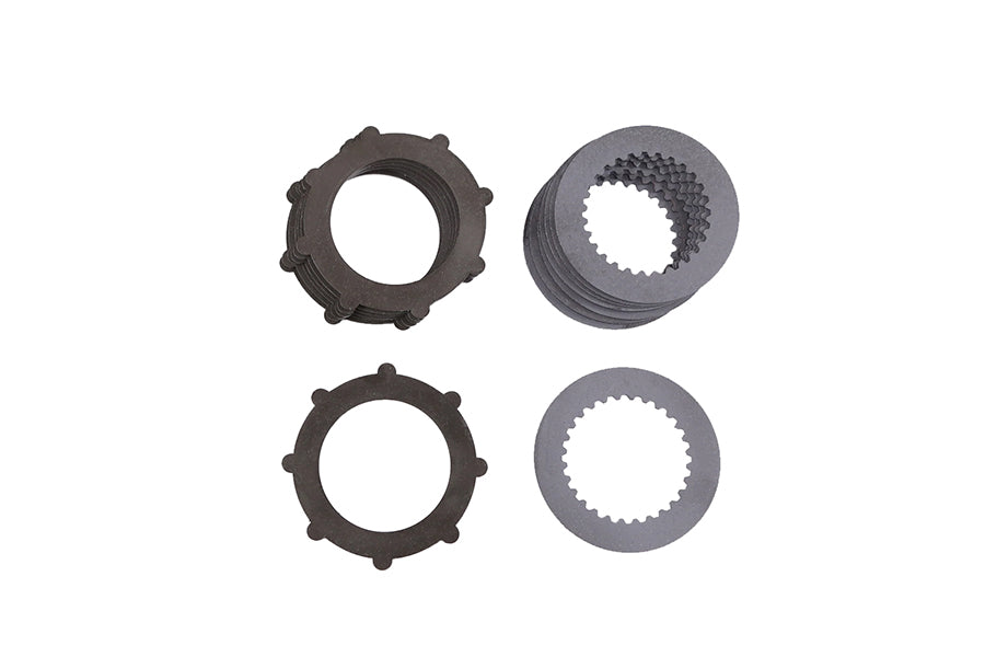 RacingDiffs performance LSD clutch plates and steel dog ear plates for SRT8 and SRT10 limited slip differential rebuild kit displayed on white background