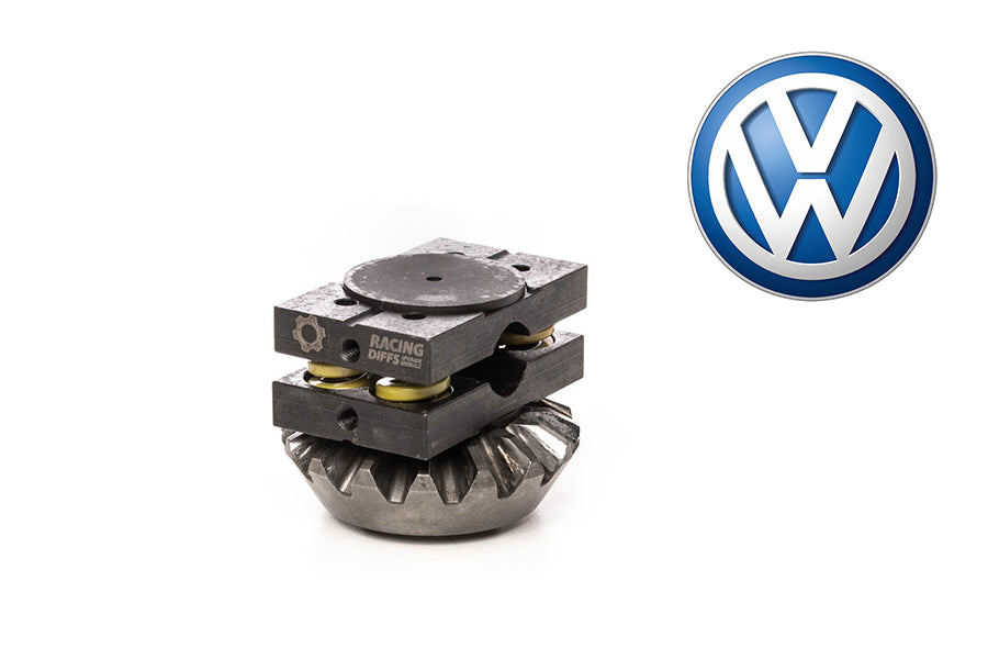 VW LSD conversion kit installed in differential housing showing internal progressive limited slip mechanism for 02M and 02A transmissions by RacingDiffs